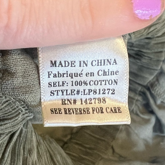 NWOT Love Riche Corduroy Jumpsuit Olive Green 100% Cotton - Picture 6 of 7